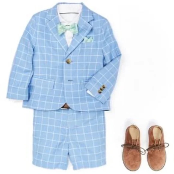 Janie and Jack Cornflower Blue Windowpane Blazer 6-12M - Picture 2 of 5